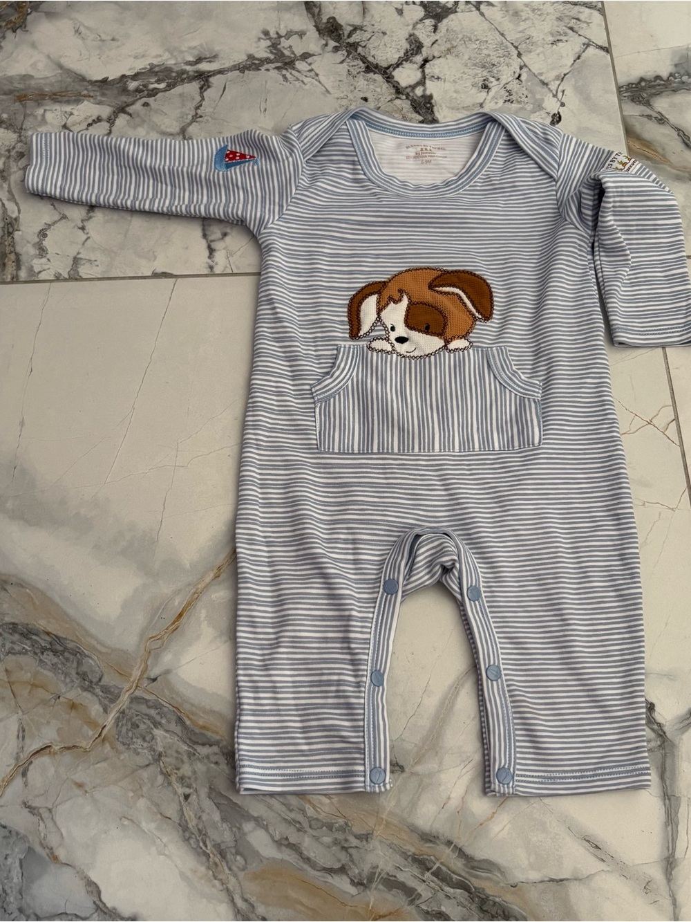Bunnies by the Bay Blue & White Striped Puppy Pocket Footie